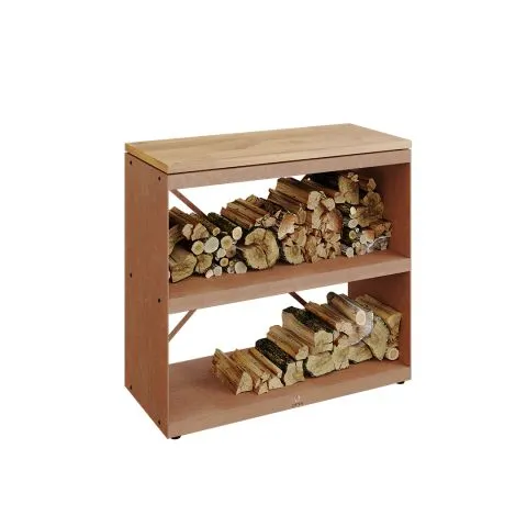 Wood Storage Dressoir OFYR Förvaringshylla cortenstål, toppskiva i gummiträ Kampanj